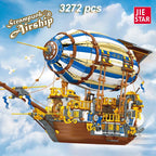 Bloques de Construcción Creativos JIESTAR, Modelo de Dirigible Steampunk, Ladrillos 3D, Barco Pirata de Caballeros