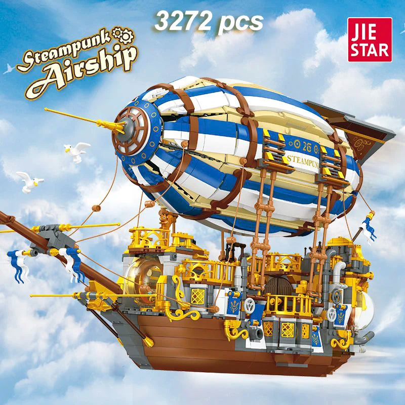 Bloques de Construcción Creativos JIESTAR, Modelo de Dirigible Steampunk, Ladrillos 3D, Barco Pirata de Caballeros