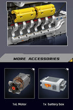 Mould King 10202 juguetes de motor de coche técnico el supercoche motorizado V12 + bloques de construcción de transmisión