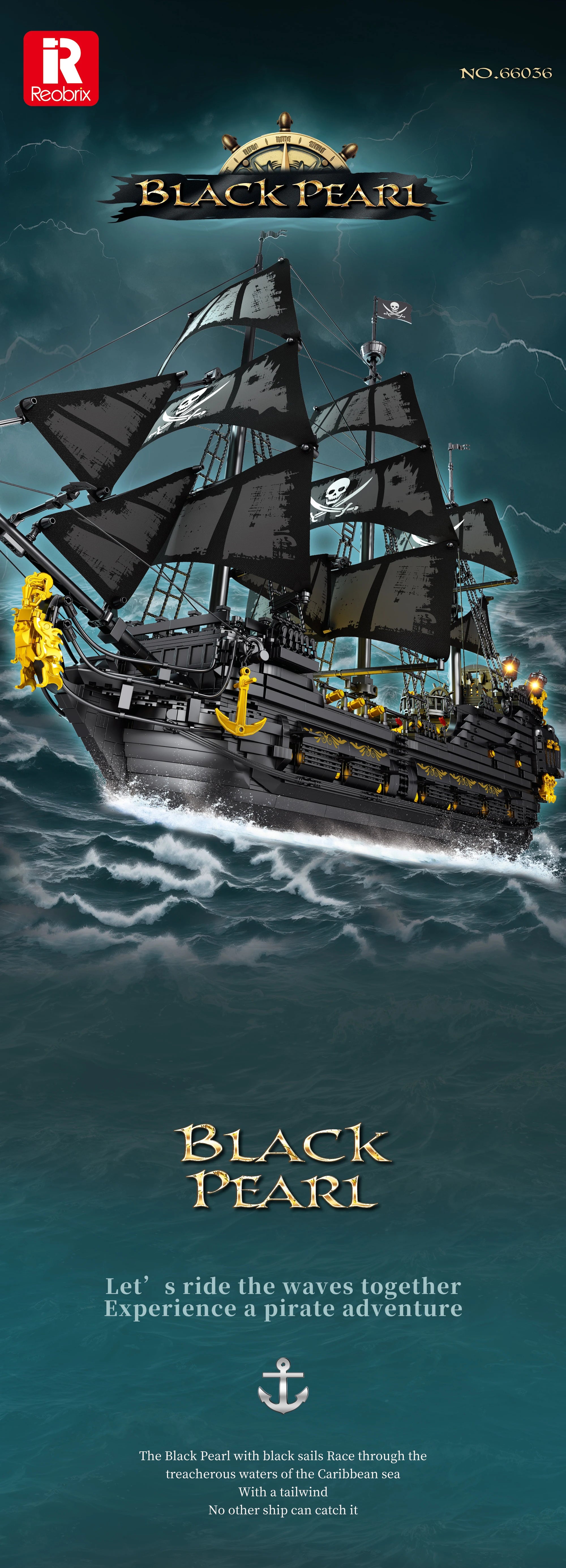 Bloques de Construcción del Barco Pirata Perla Negra, Kit de Modelo de Ladrillos del Buque Insignia del Caribe