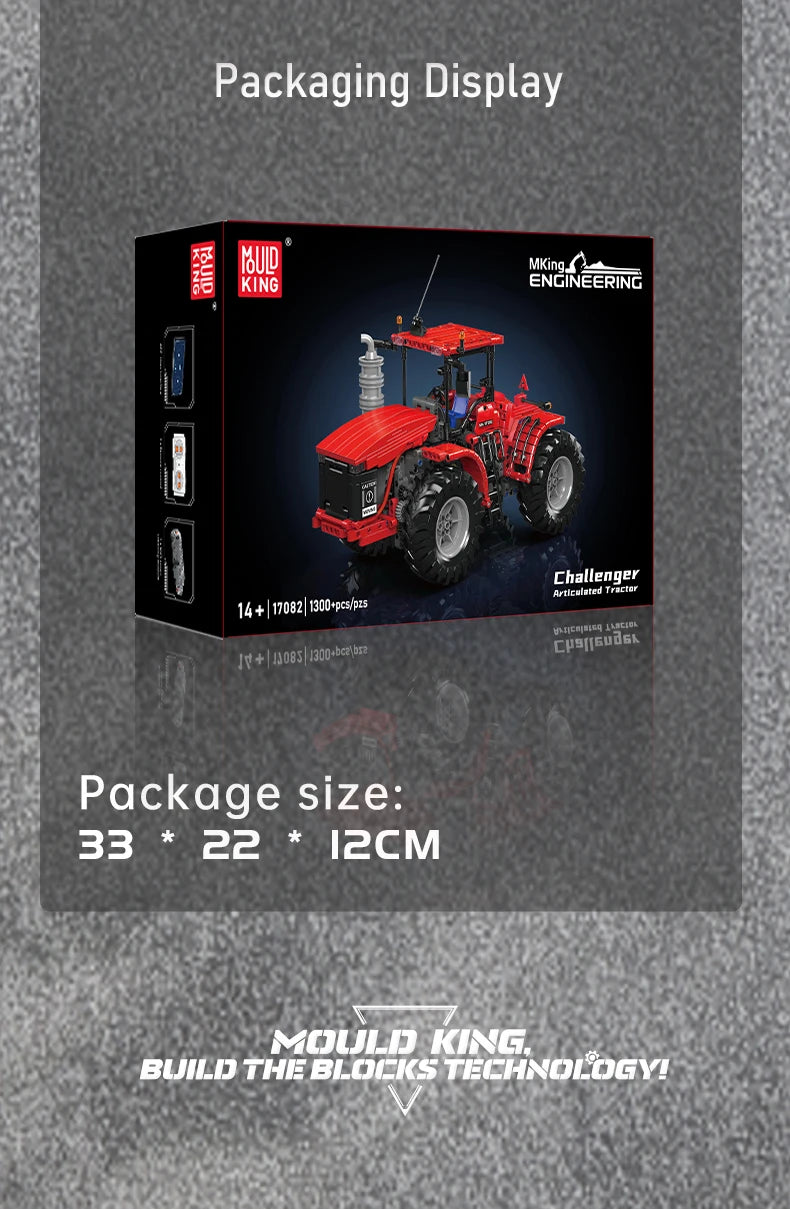 Mould King 17081/17082 juguetes técnicos para coche, Tractor articulado RC Challenger