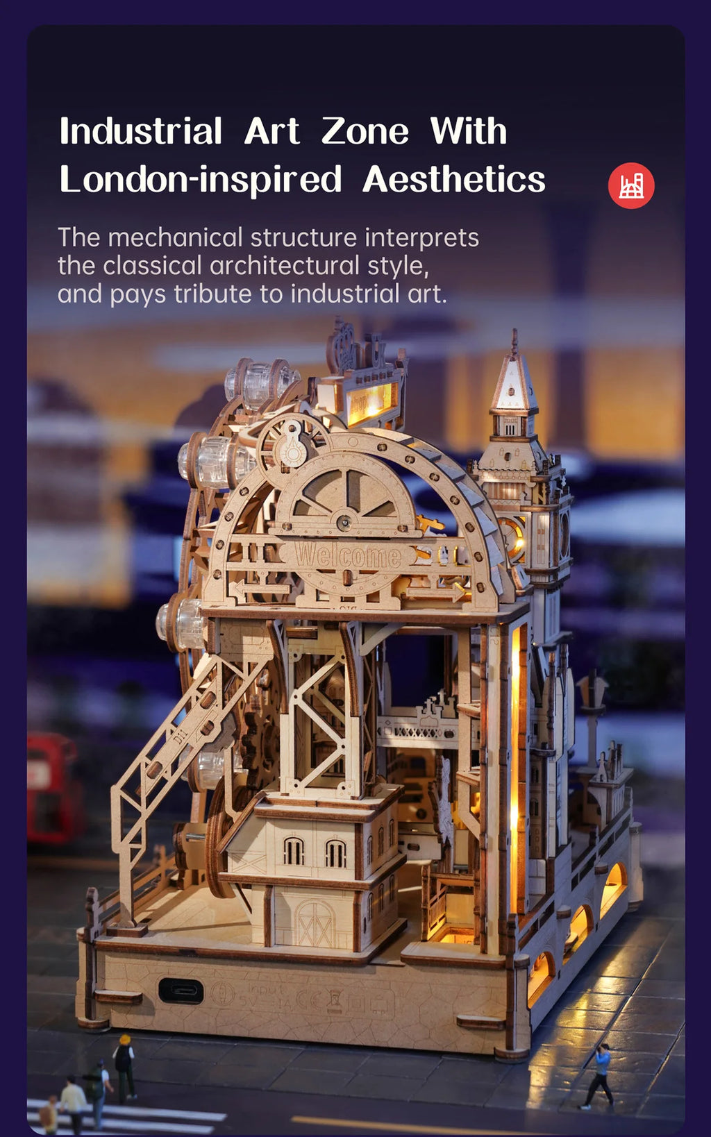 Robotime-rompecabezas de madera 3D, Kit de construcción de mármol, modelo de ciudad de Londres con luces, rompecabezas mecánico DIY para adultos y adolescentes