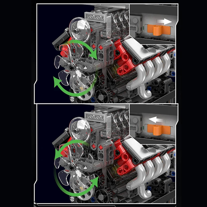 Mould King 10225, juguetes de motor técnico, conjunto de bloques de construcción de motor motorizado V8