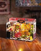 Robotime DIY Kit de casa en miniatura Mini casa de muñecas taller de garaje Kit de fabricación de casa pequeña con luz LED decorativa para niños