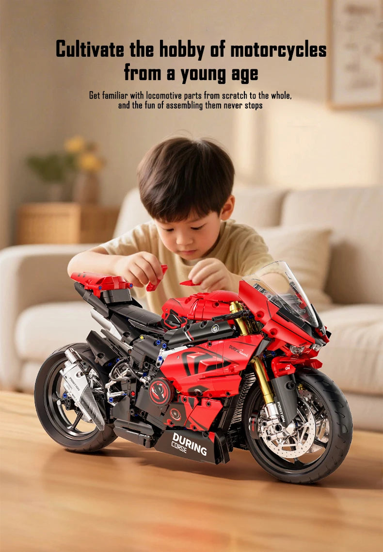 ToylinX-Juego de bloques de construcción de motocicletas 1:5, 2024 Uds., modelo de súper moto de carreras técnicas