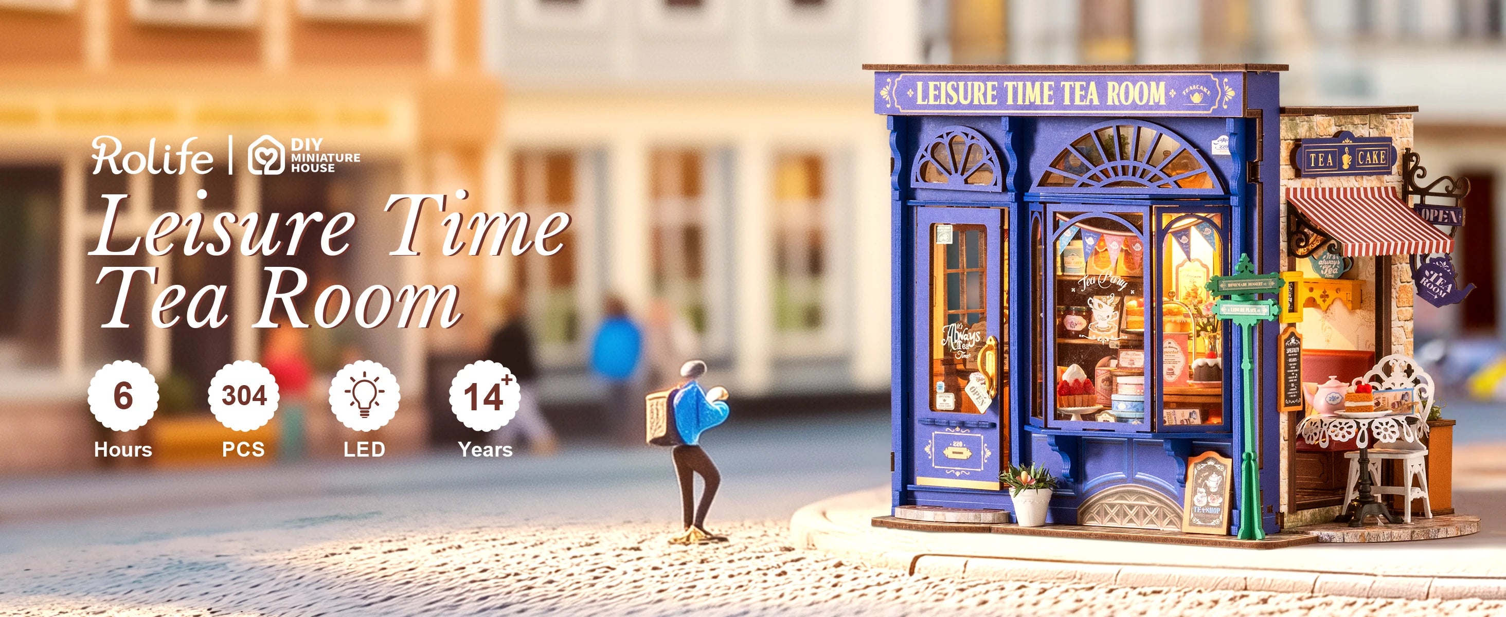 Robotime Rolife tiempo libre salón de té DIY Kit de casa de muñecas en miniatura manualidades pasatiempos increíble regalo para mujeres niños DG171