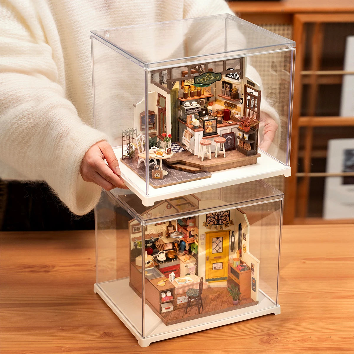 Robotime-Kit de casa de muñecas Rolife, Mini cubierta antipolvo DIY para ensamblaje de rompecabezas 3D, modelo de construcción, juguetes, decoración del hogar y dormitorio