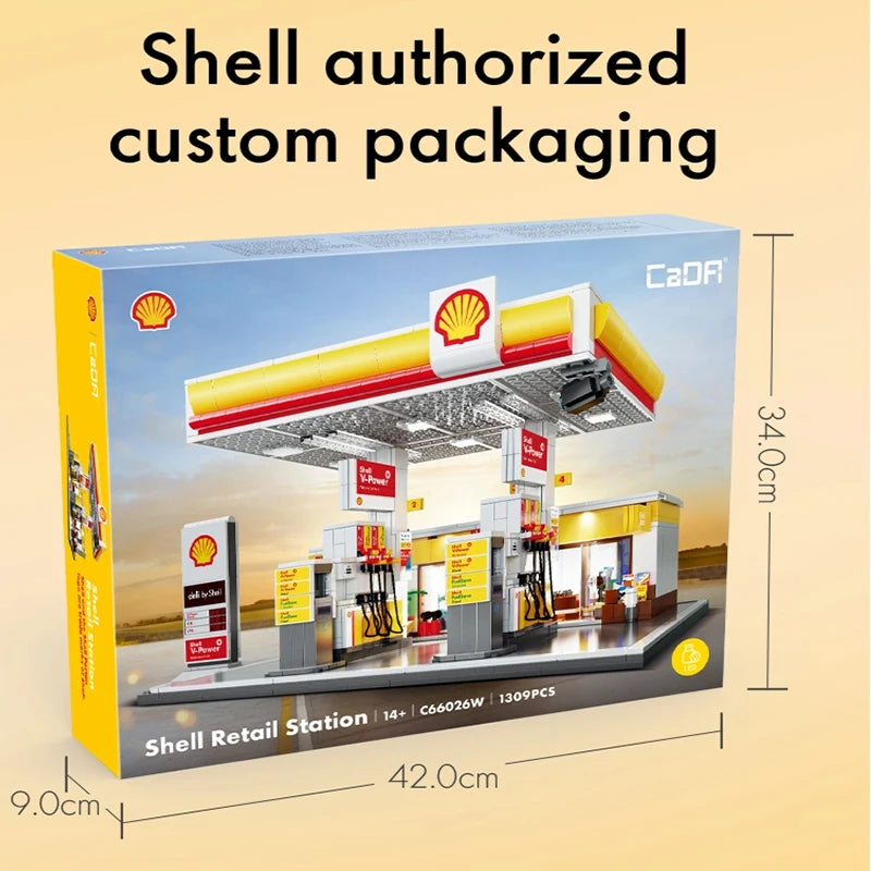 CaDA DIY Shell estación al por menor C66026W estación de gasolina de lavado de coches bloque de construcción de coche