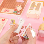 Robotime Rolife: casita en miniatura «Lovely Pink Bedroom» para montar tú mismo, con accesorios y luces LED, ideal como regalo de cumpleaños DW016