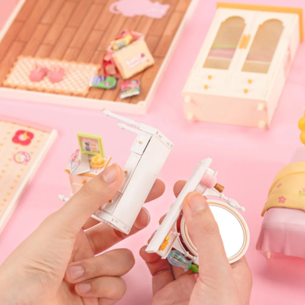 Robotime Rolife: casita en miniatura «Lovely Pink Bedroom» para montar tú mismo, con accesorios y luces LED, ideal como regalo de cumpleaños DW016
