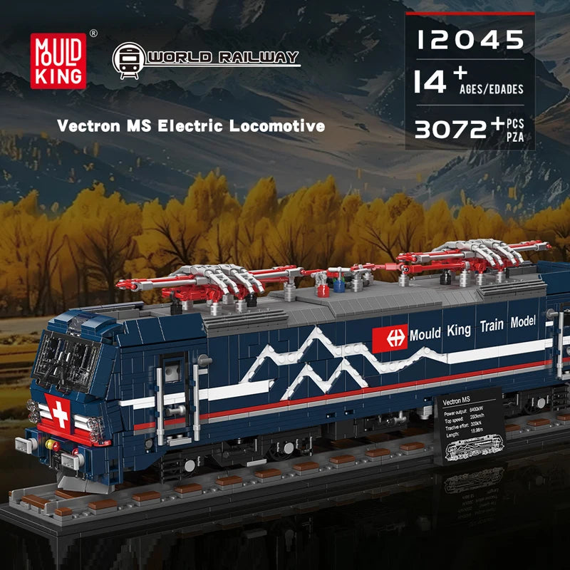 Mould King 12045 Tren técnico de juguete, tren motorizado Vectron MS, bloque de construcción, locomotora RC