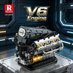 Set de Bloques de Construcción de Motor V6 con Soporte, Adorno Coleccionable para Escritorio