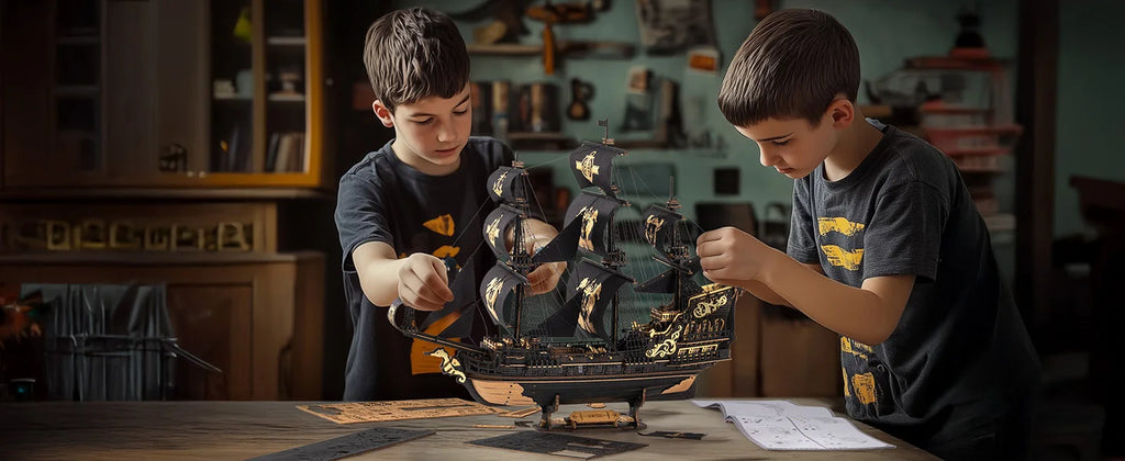 Robotime Rokr rompecabezas 3D casa de mar de madera Barque modelo kits construir decoración de escritorio para el hogar regalo para adolescentes y adultos