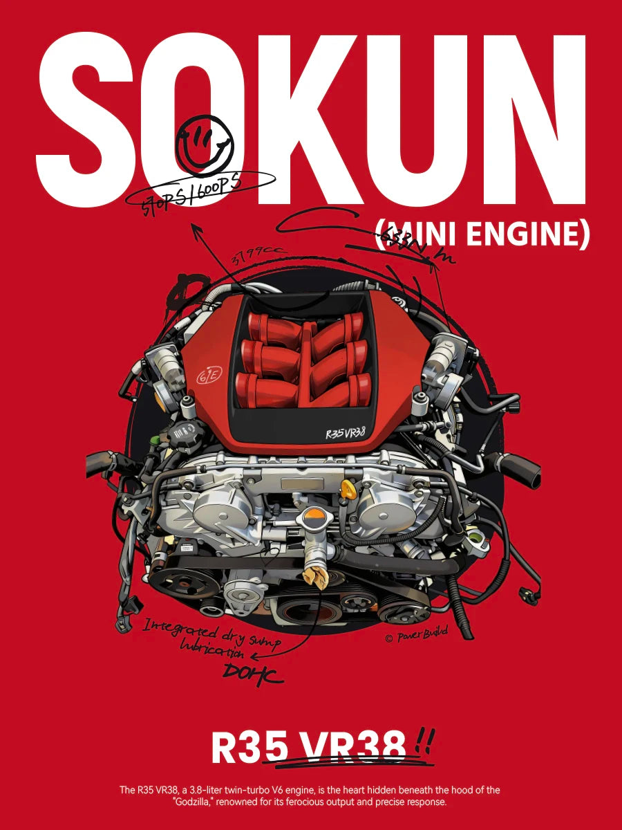 Bloques de Construcción de Motor R35 VR38 de 318 Piezas, PB8869E, Superauto Técnico SOKUN, Ladrillos Decorativos de Motor de Vehículo