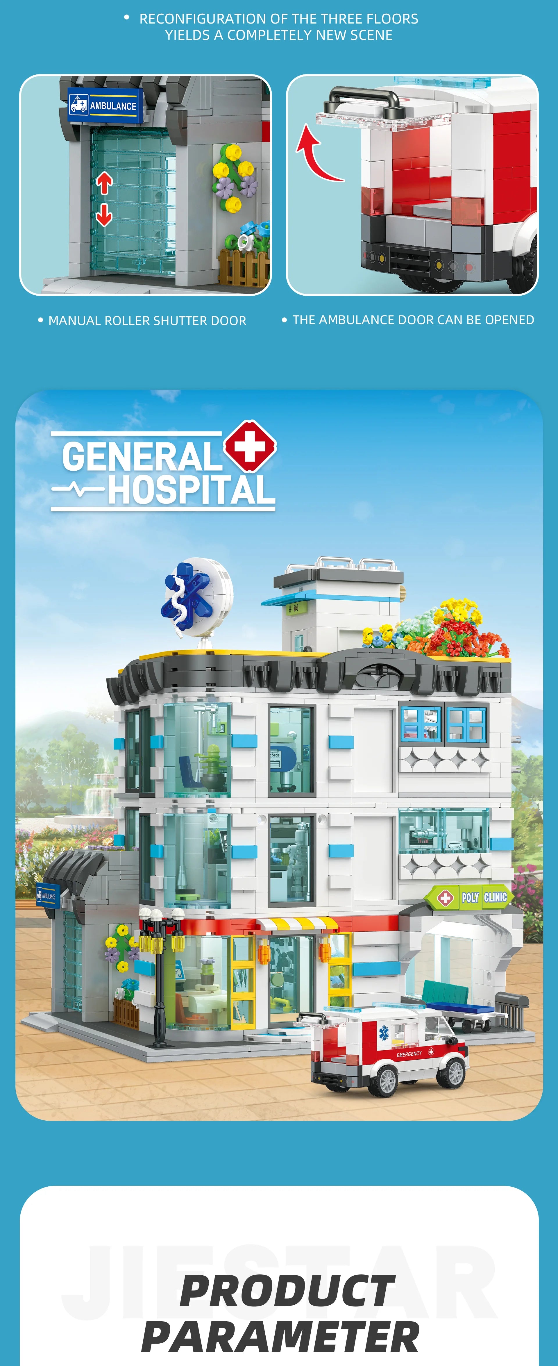 JIESTAR City Hospital Building Blocks Set, 2866 piezas de material ABS con luces LED