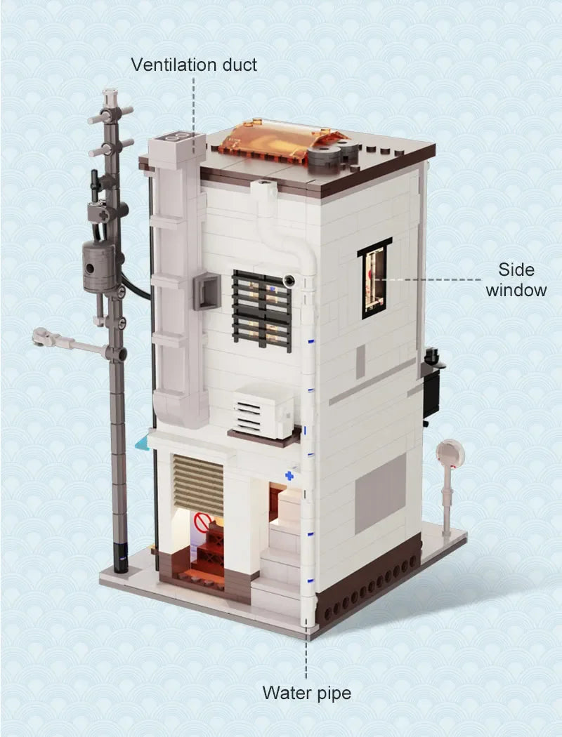 CAJA Cada City LED japonés casa de bollos al vapor arquitectura bloques de construcción amigos tienda figuras ladrillos