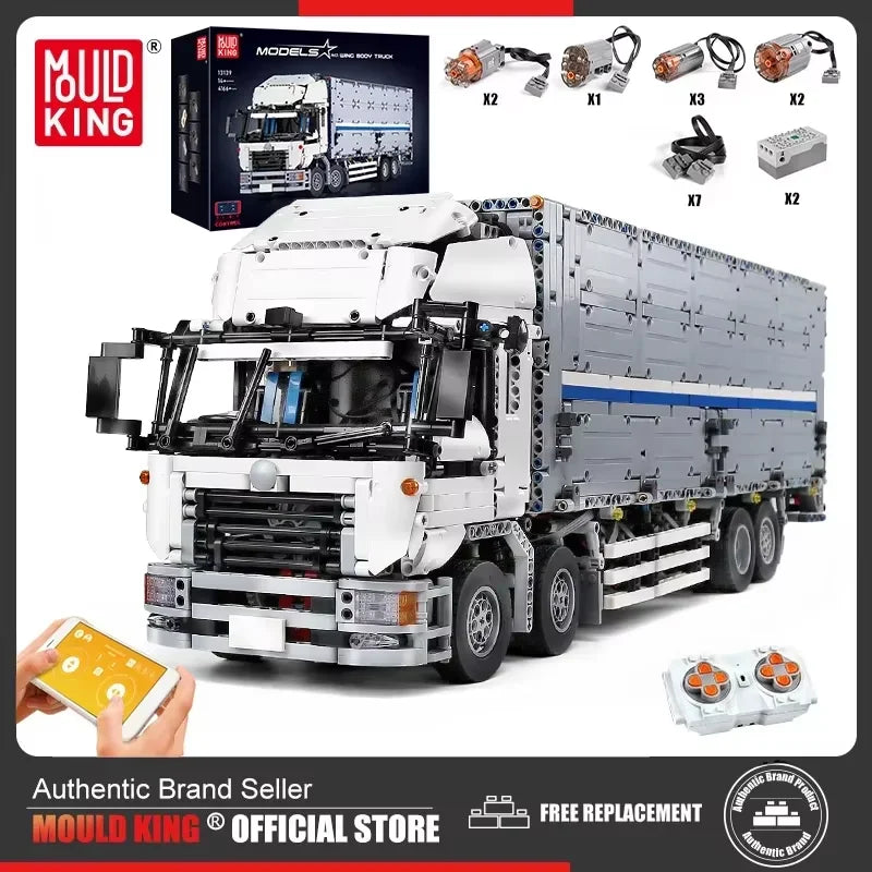 MOULD KING-construcción de un camión de juguete     contenedor, modelo ttra, bloques de construcción, MOC-1389