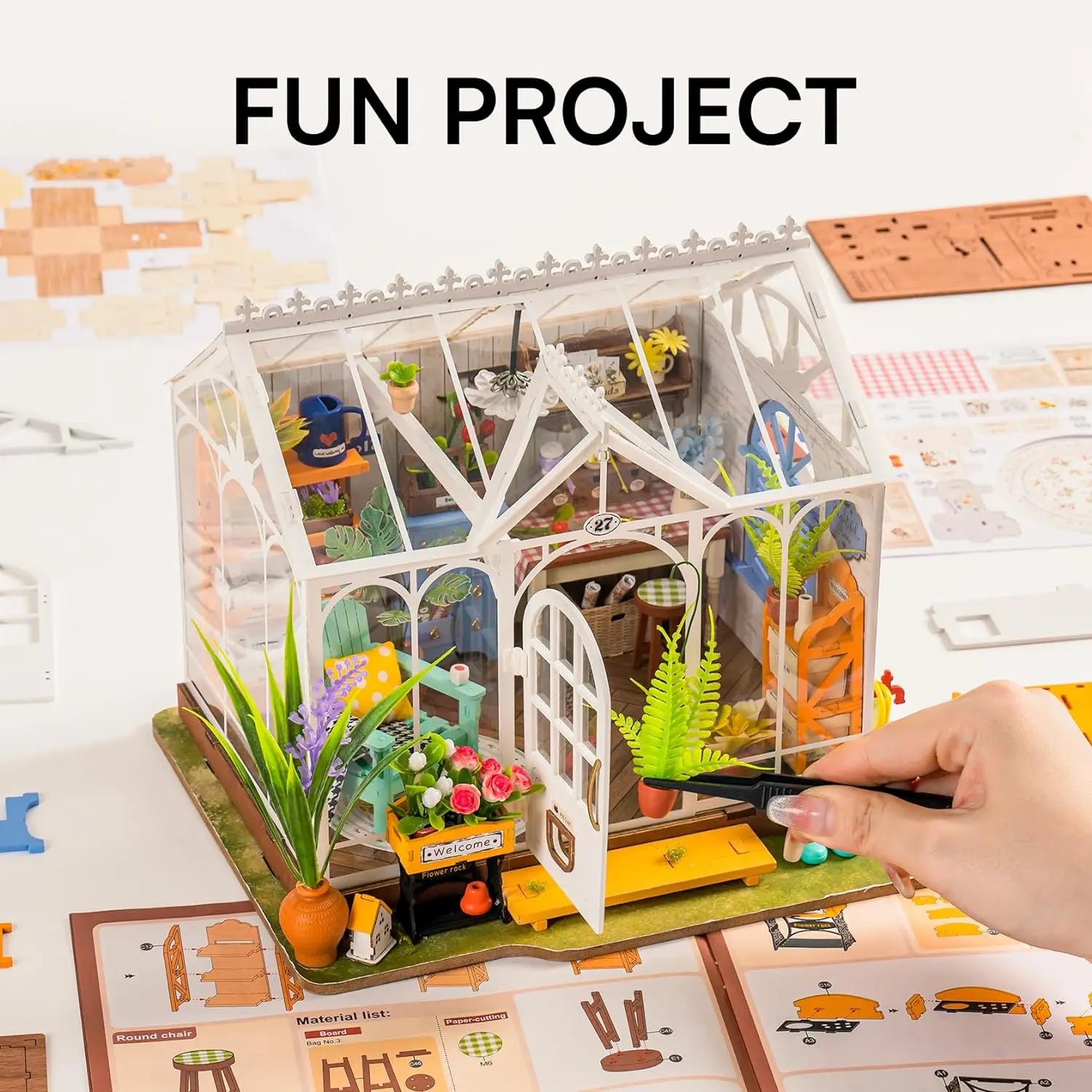 Robotime-casas de muñecas rolife para niños y adultos, jardín de ensueño en miniatura, casa de muñecas de madera con muebles