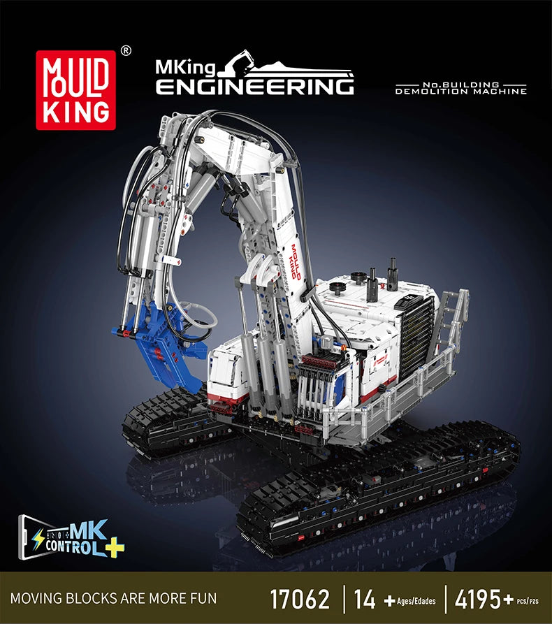 Mould King 17062 camión técnico de juguete, máquina de demolición de construcción RC, montaje de bloques de construcción, coche de ladrillo