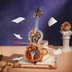 Robotime-violoncillo mágico para adultos, rompecabezas 3D, caja de música de madera, rompecabezas para construir música única, regalo, Kits de Hobby, caja de música Cat's Sky City