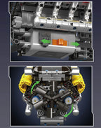 Mould King 10202 juguetes de motor de coche técnico el supercoche motorizado V12 + bloques de construcción de transmisión