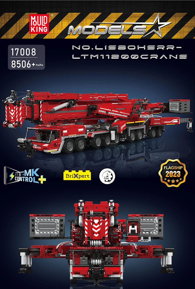 Mould King 17007 17008 Camión Técnico de Juguete, Grúa Liebherr LTM 11200 RC, Bloques de Construcción, Ladrillos