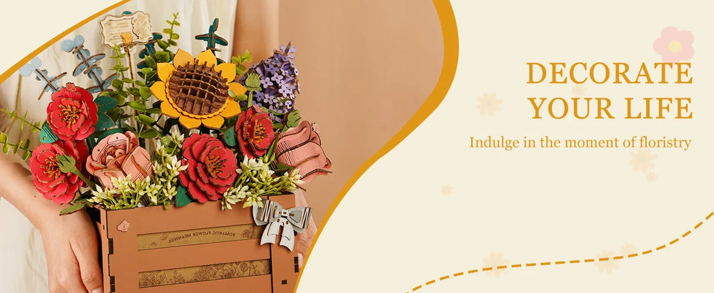 Robotime-rompecabezas de madera 3D de flores, Kits de modelos de ramo Artificial, Kit de construcción de rompecabezas de madera para mujer, cumpleaños del Día de San Valentín