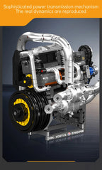 Mould King 10215  motor de coche, conjunto de bloques de construcción de motor de supercoche motorizado
