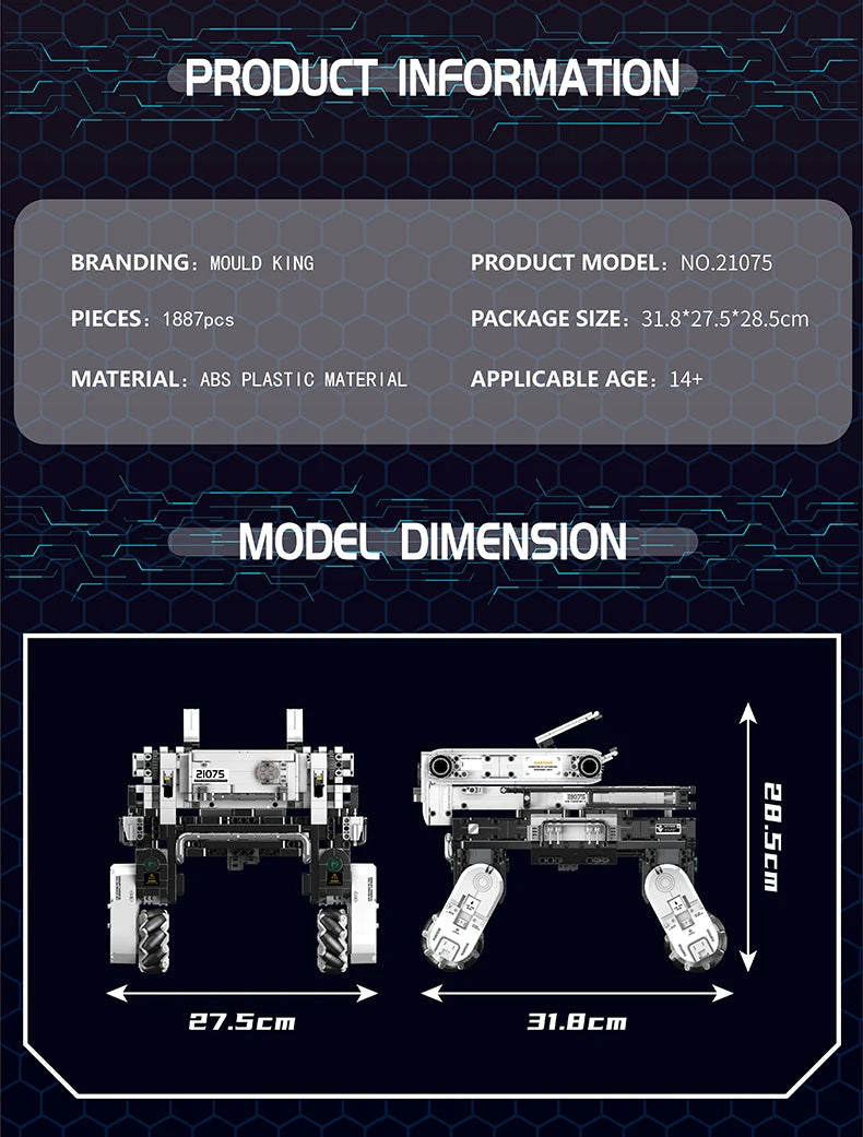 Mould King- Control remoto, dinámico Omniterrain Guardian System Model Set 21075