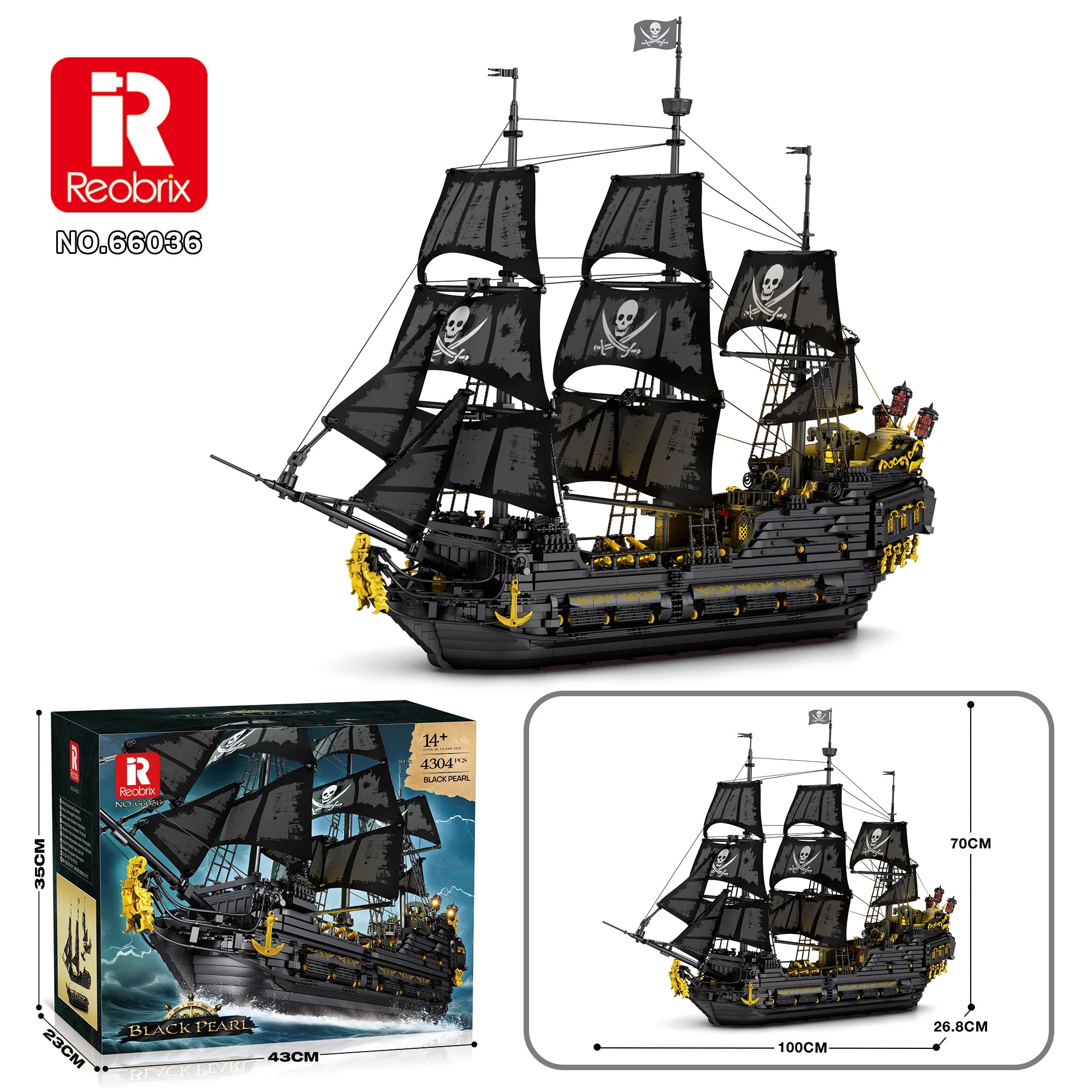 Bloques de Construcción del Barco Pirata Perla Negra, Kit de Modelo de Ladrillos del Buque Insignia del Caribe