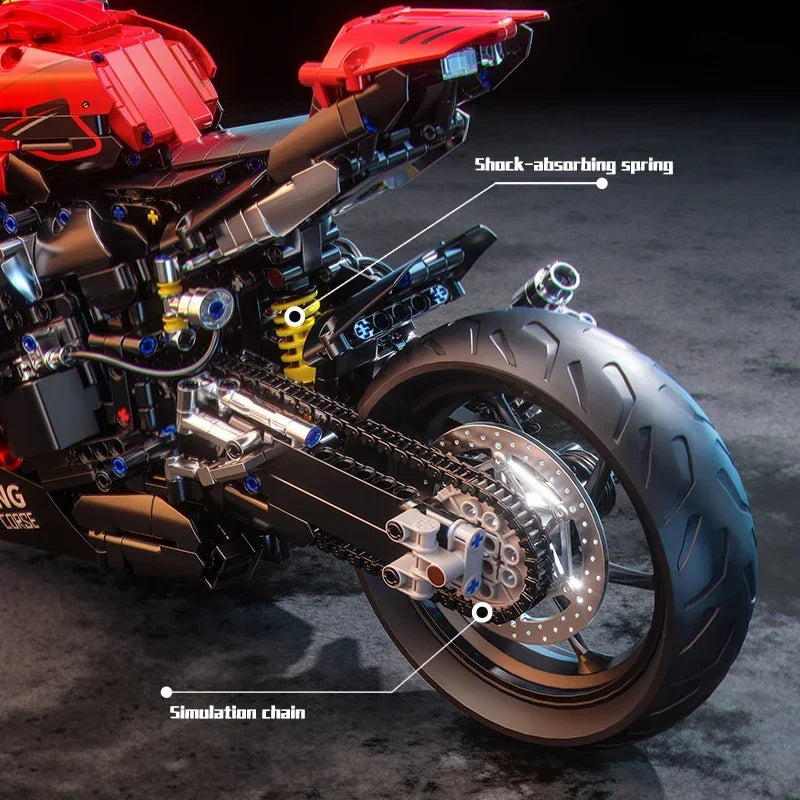 ToylinX-Juego de bloques de construcción de motocicletas 1:5, 2024 Uds., modelo de súper moto de carreras técnicas