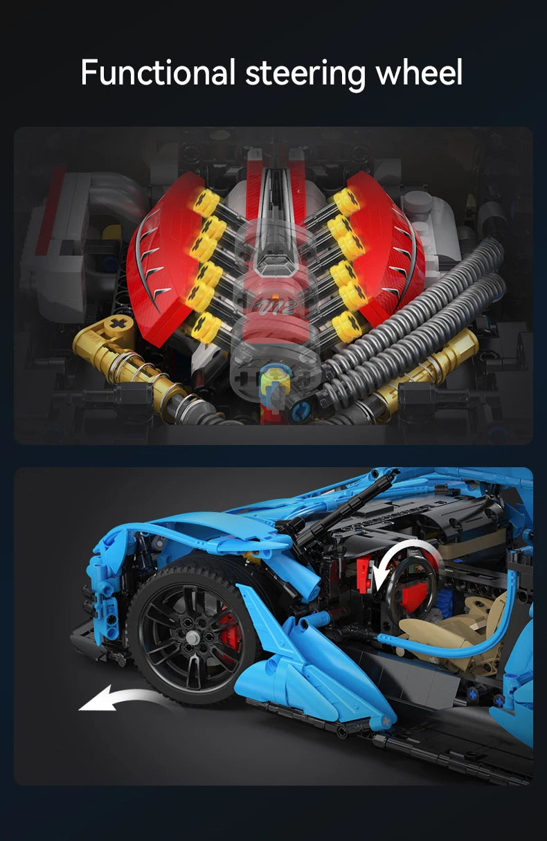 Cada 3865 Uds 1:8 ciudad azul coche de carreras V12 Hypercar modelo