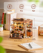Robotime Rolife Henry's Chocolate DIY Kit de casa en miniatura Kit de construcción de modelo de casa de muñecas de madera con regalos artesanales LED para adultos