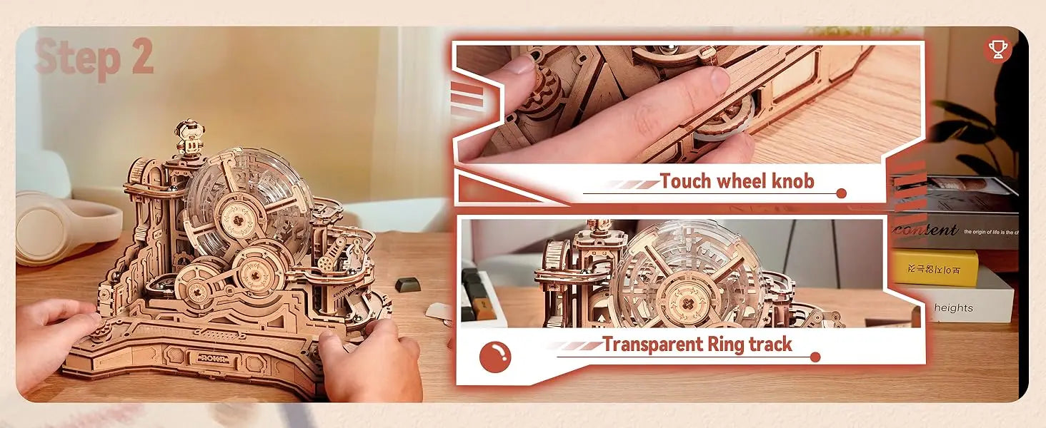 Robotime Rokr Pinball Modelo Gear Ball Challenge 3D Kits de modelos de rompecabezas de madera para construir DIY Juego de mesa Idea de regalo para hombres y mujeres -EGC
