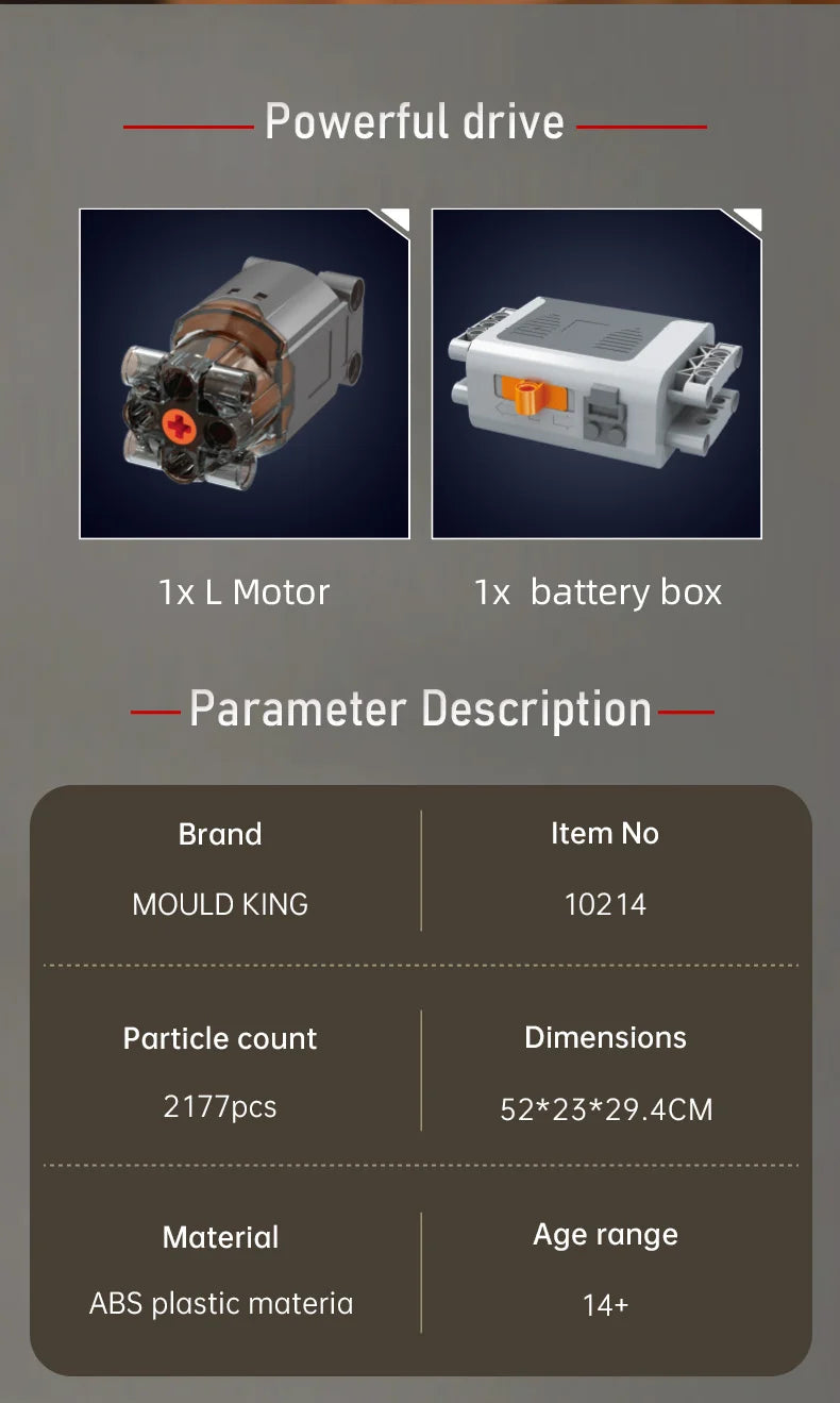 Mould King 10214, juguetes técnicos para motor de coche, motor de pistón rotativo motorizado