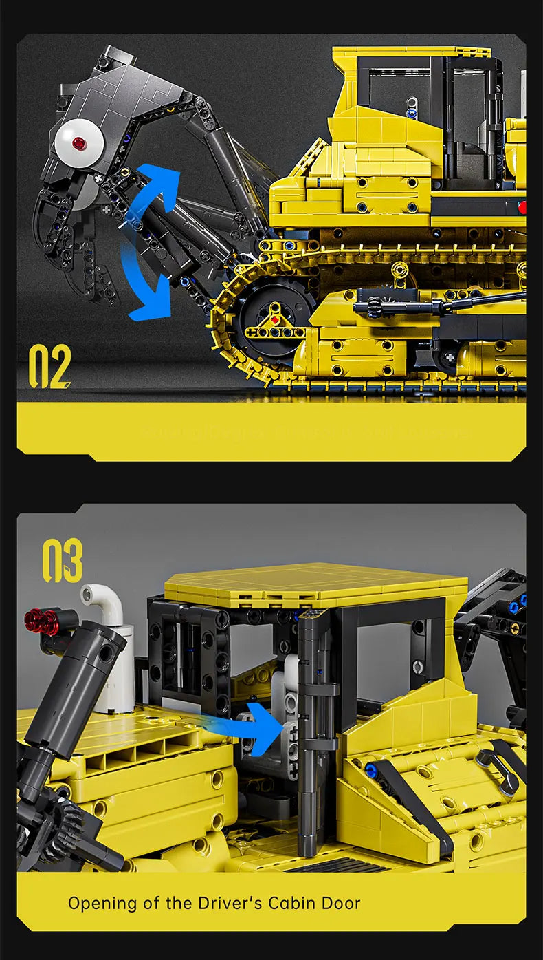 Mould King 17049 coche de juguete técnico la aplicación RC PR766 Bulldozer montaje de bloques de construcción camión ladrillo