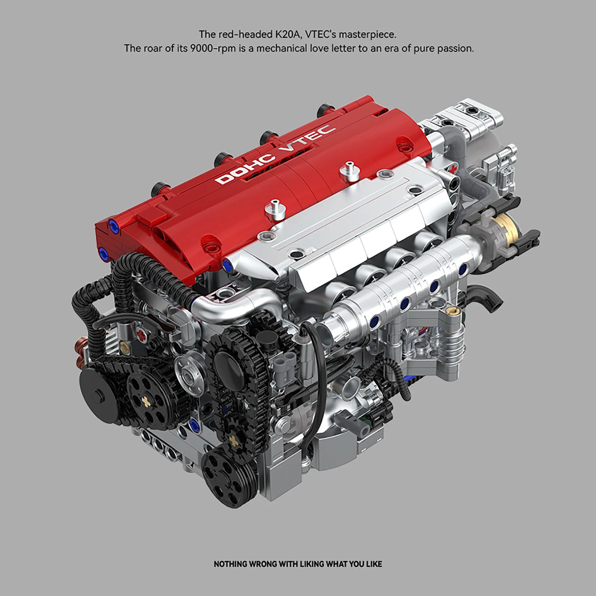 907 Piezas de Bloques de Construcción de Motor K20A PB8860, Colección de Adornos de Motor de Vehículo SOKUN