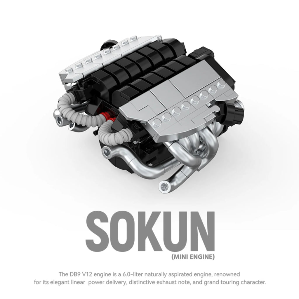 375 Piezas de Bloques de Construcción de Motor DB9V12 PB8869C, Superauto Técnico SOKUN