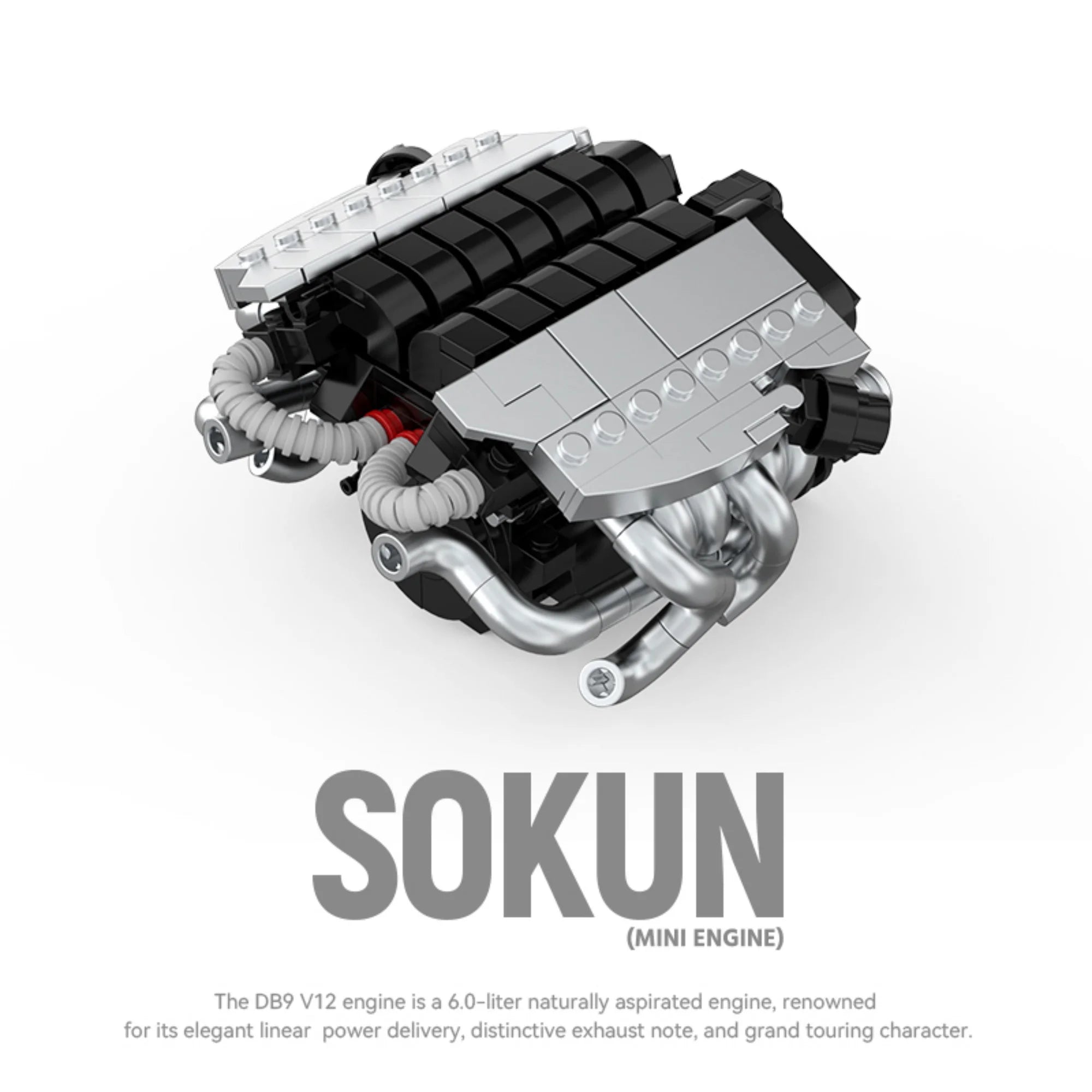 375 Piezas de Bloques de Construcción de Motor DB9V12 PB8869C, Superauto Técnico SOKUN