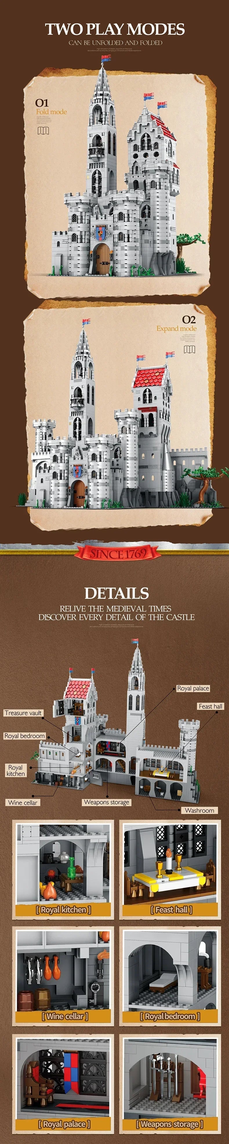 3999 Piezas de Bloques de Construcción de Castillo Medieval Europeo, Modelo de Castillo de Caballeros