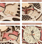 Robotime Reloj de pared Rompecabezas de madera 3D Juego de madera Kits de construcción mecánica Juego de rompecabezas de madera Regalo para niños El mejor regalo de Navidad