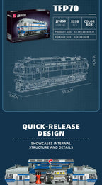 Jiestar JJ9259 Locomotora Diésel TEP70 Tren Ferroviario con Luz, Kit de Construcción de Modelos