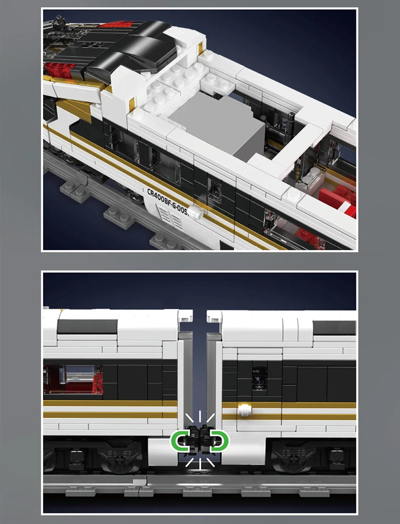 Mould King 12015 Tren técnico de juguete, locomotora RC Fuxing EMU