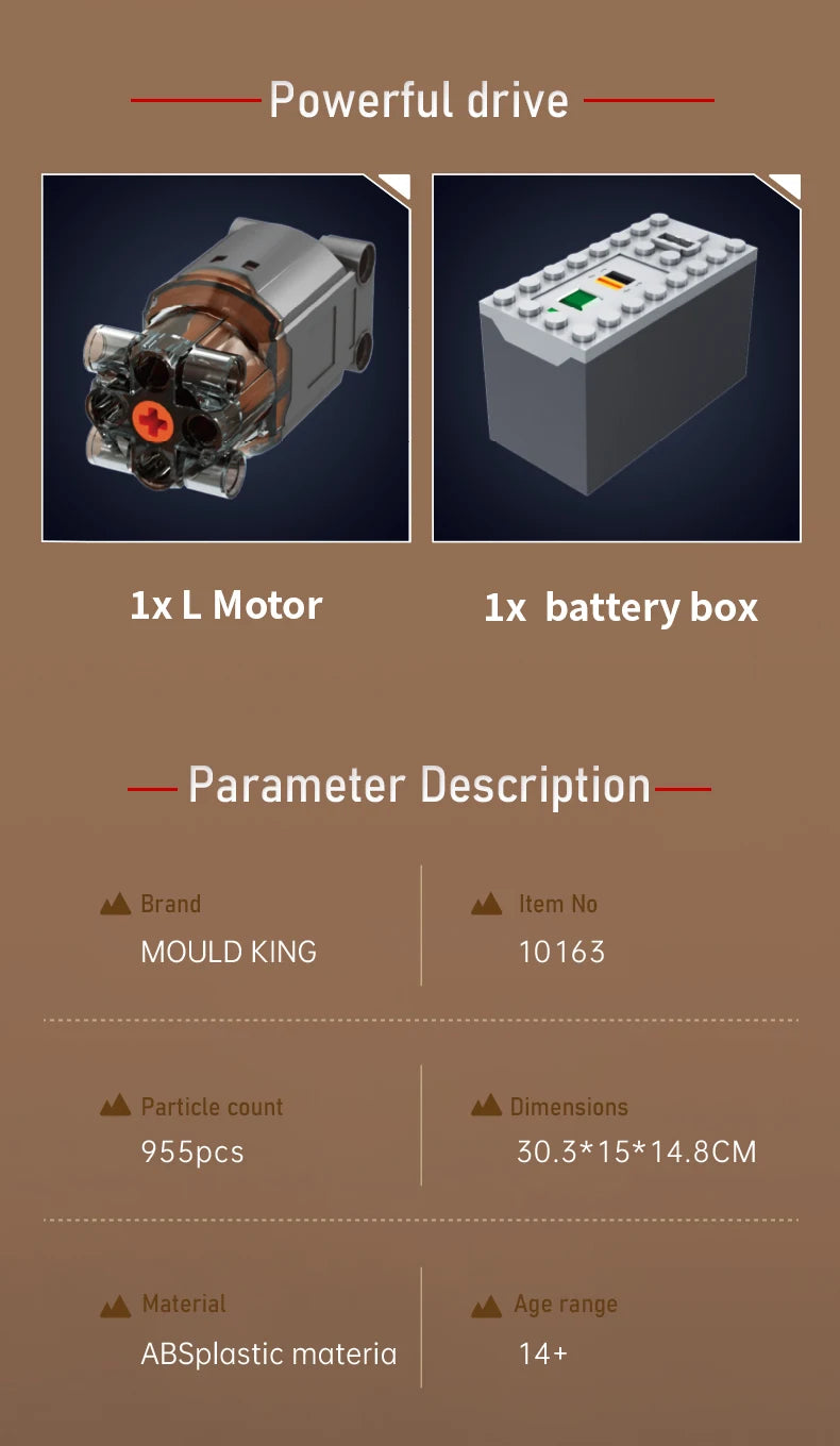 Mould King-bloques de construcción de piezas de coche técnico, motor W16 para BGT, supercoche