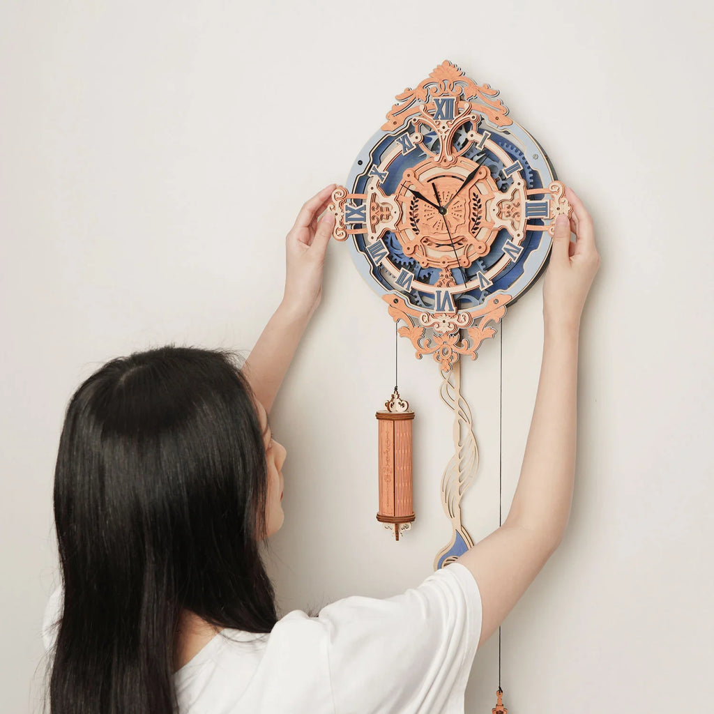 Robotime Rokr-reloj de pared con nota romántica, rompecabezas de madera 3D, modelo de rompecabezas IQ, juego de bloques de construcción para niños y adultos, regalo de Navidad