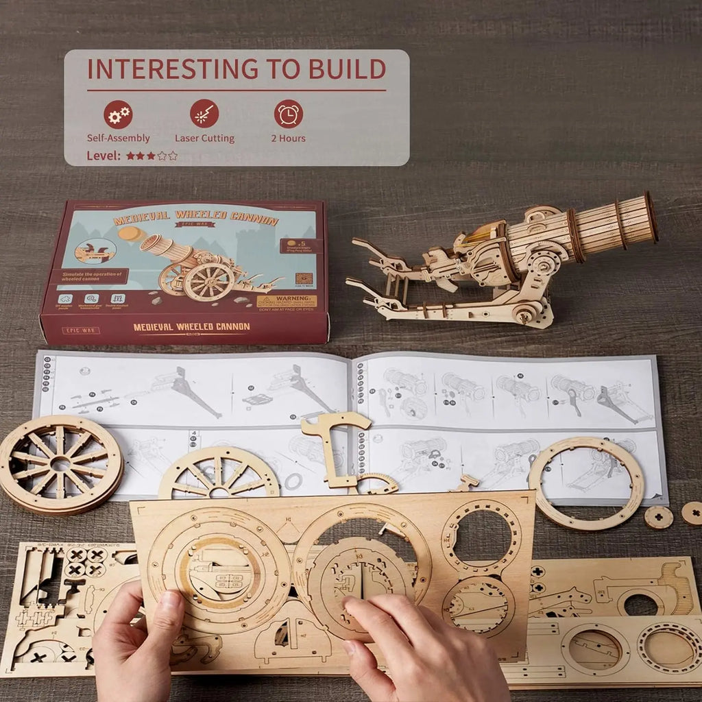Robotime Rokr rompecabezas de madera 3D, juguete de cañón, modelo de catapulta de madera, proyectos STEM, juguete educativo para niños y adultos
