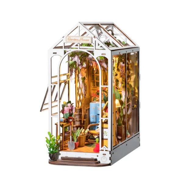 Kit de Modelo de Casa de Muñecas DIY Rolife Gardenhouse Book Nook con Luz LED, Rompecabezas de Madera para Decoración de Estanterías - TGB06