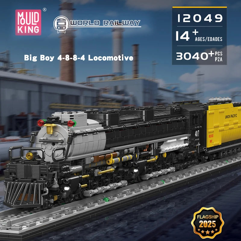 Mould King 12049 Tren de juguete técnico The Big Boy 4-8-8-4 locomotora
