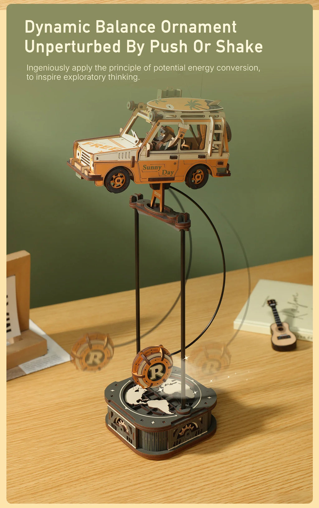 Kit de construcción de modelos Robotime Rokr Gravity Swing, kit de rompecabezas de madera 3D, kit de Papá Noel en trineo, kit de pescador oceánico, los mejores regalos para adultos.