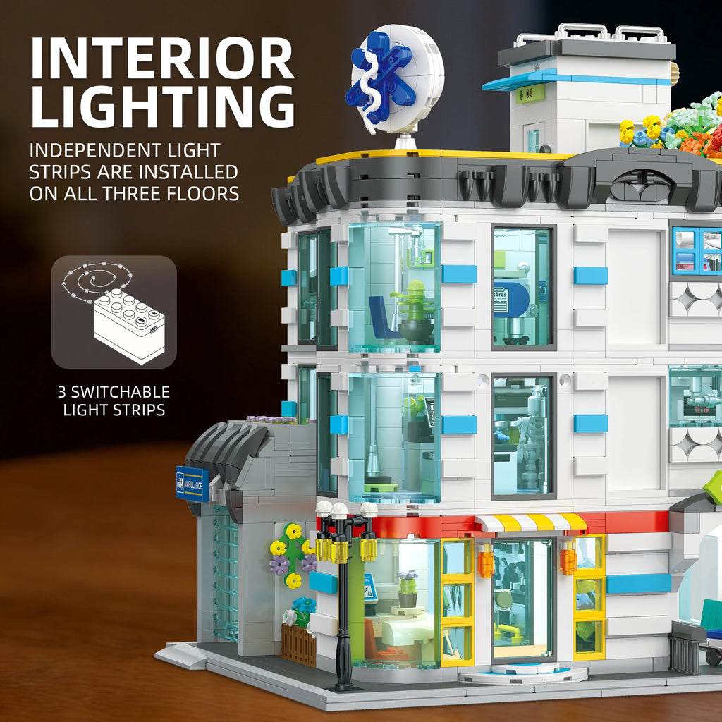 JIESTAR City Hospital Building Blocks Set, 2866 piezas de material ABS con luces LED
